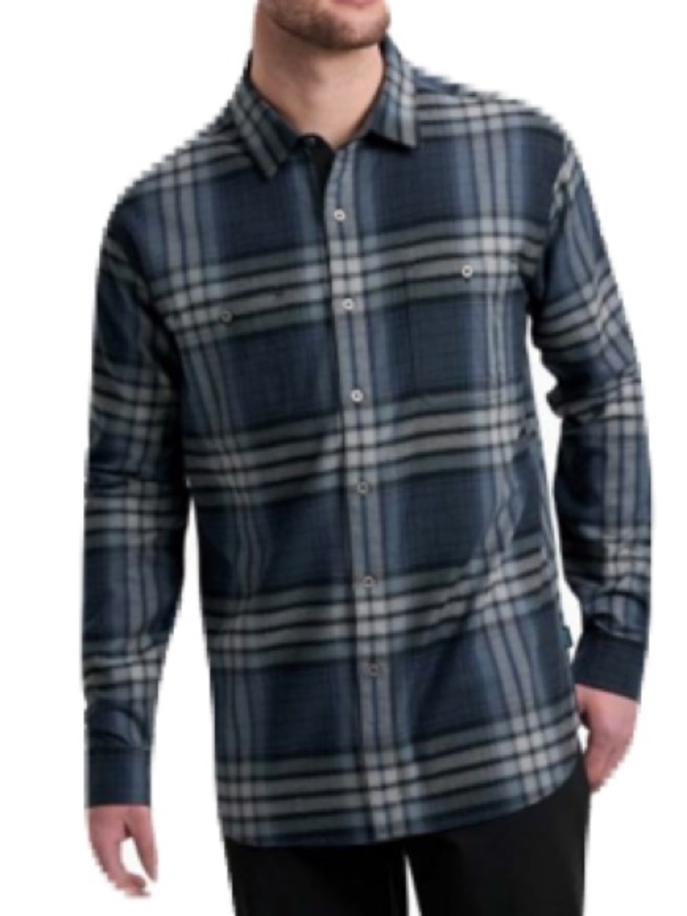 KUHL Men’s Shirt Plaid Long Sleeves Cotton Tencel Breathable Medium